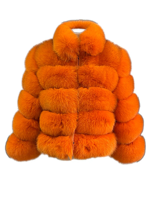 Winter women's Jacket Real Fox fur coat Stand Collar high street Coat real Fox Fur jackets women's coats in promotion WGLUVF FUR